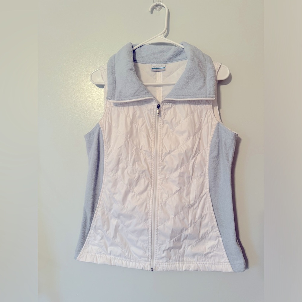 White Columbia Vest with Blue sides and Neck Interior